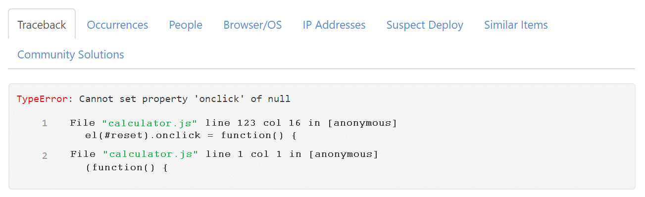Screenshot of Uncaught TypeError : Can not set property onClick null