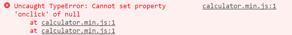 Screenshot of Uncought TypeError: can not set property