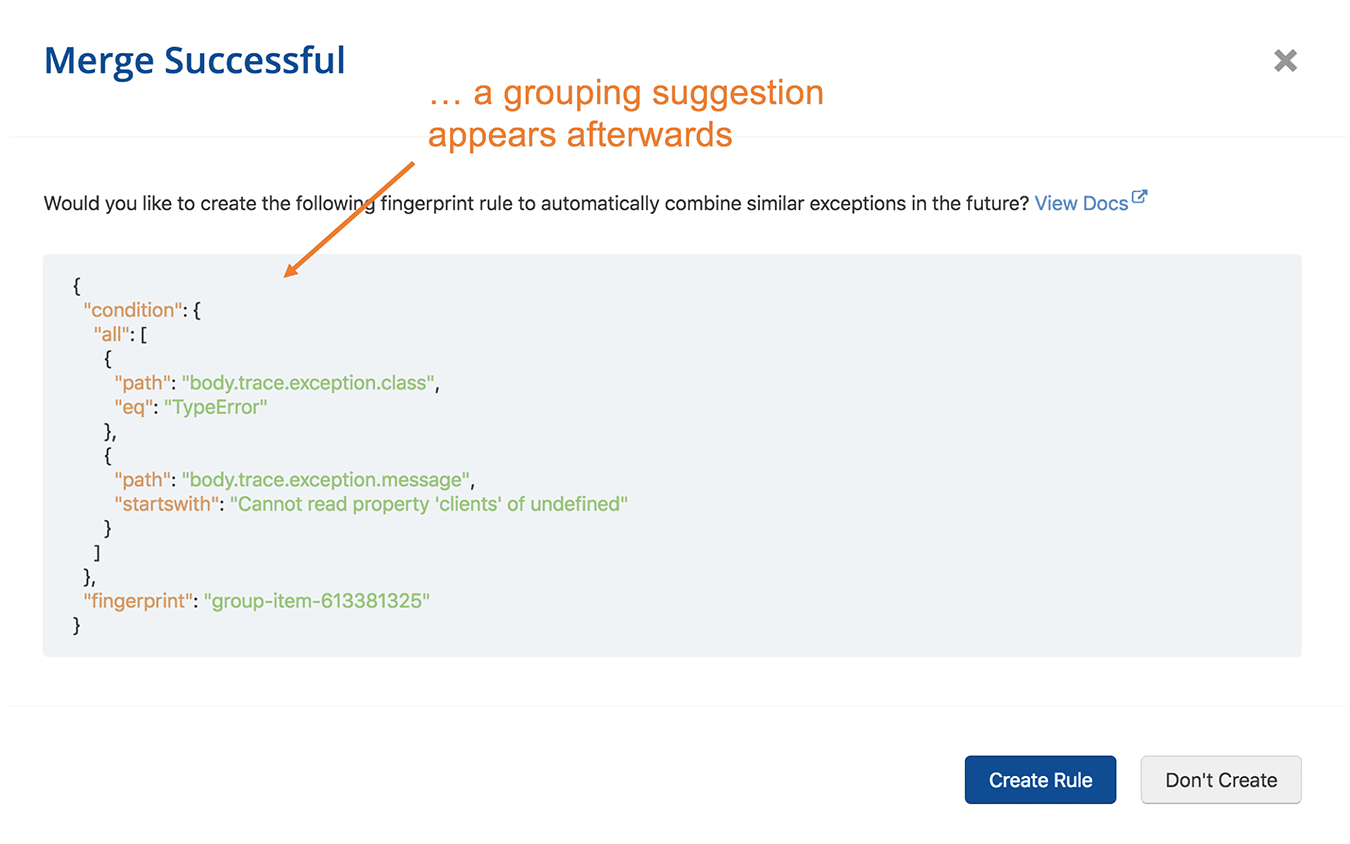 Error grouping suggestions, when accepted, can help increase signal-to-noise ratio