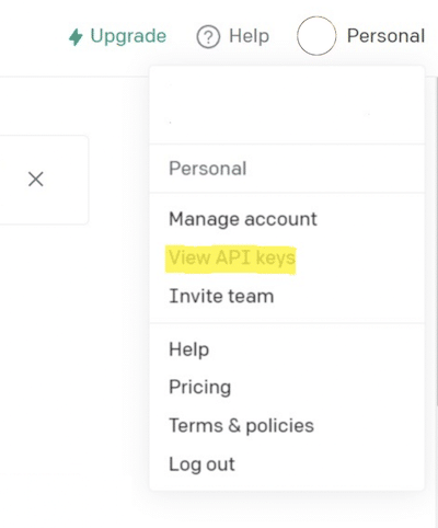 ChatGPT API access key