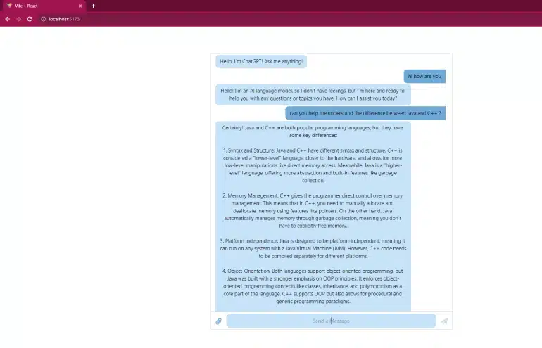 Localhost ChatGPT interface