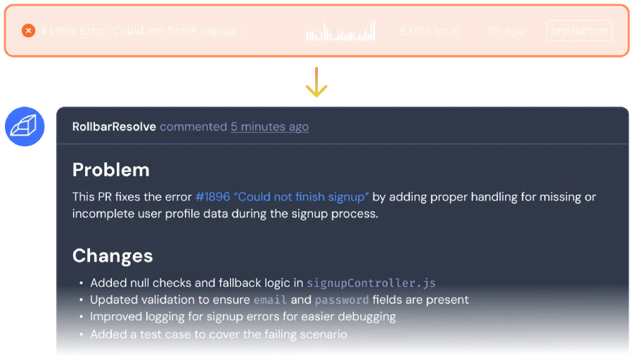 Rollbar Resolve fixing production errors