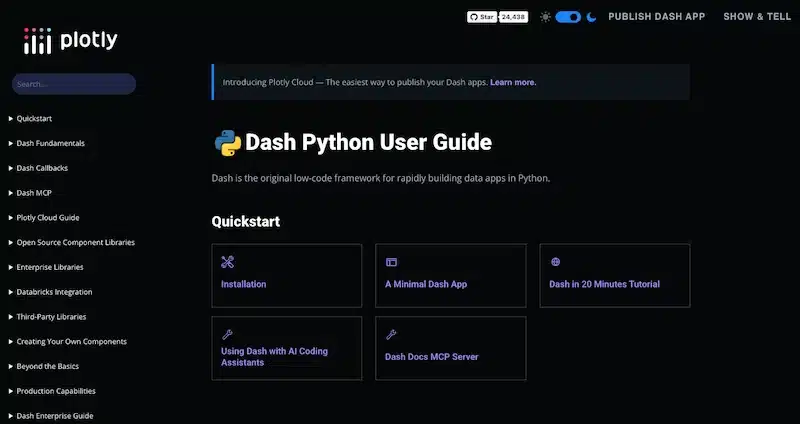 Dash python frontend framework