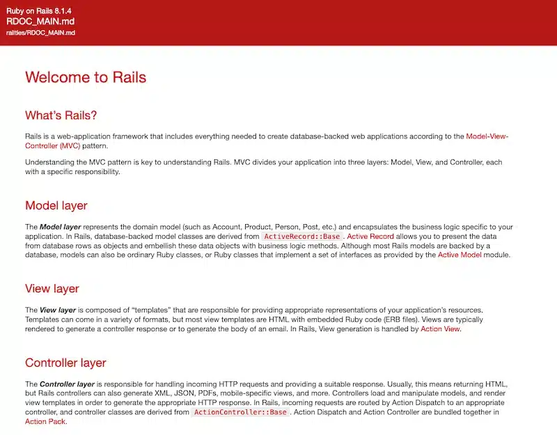 Rails API ruby framework